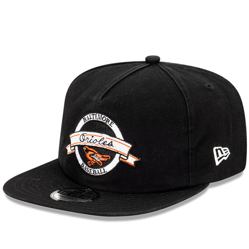 Baltimore Orioles Hat - Black The Golfer Banner Logo Snapback - New Era