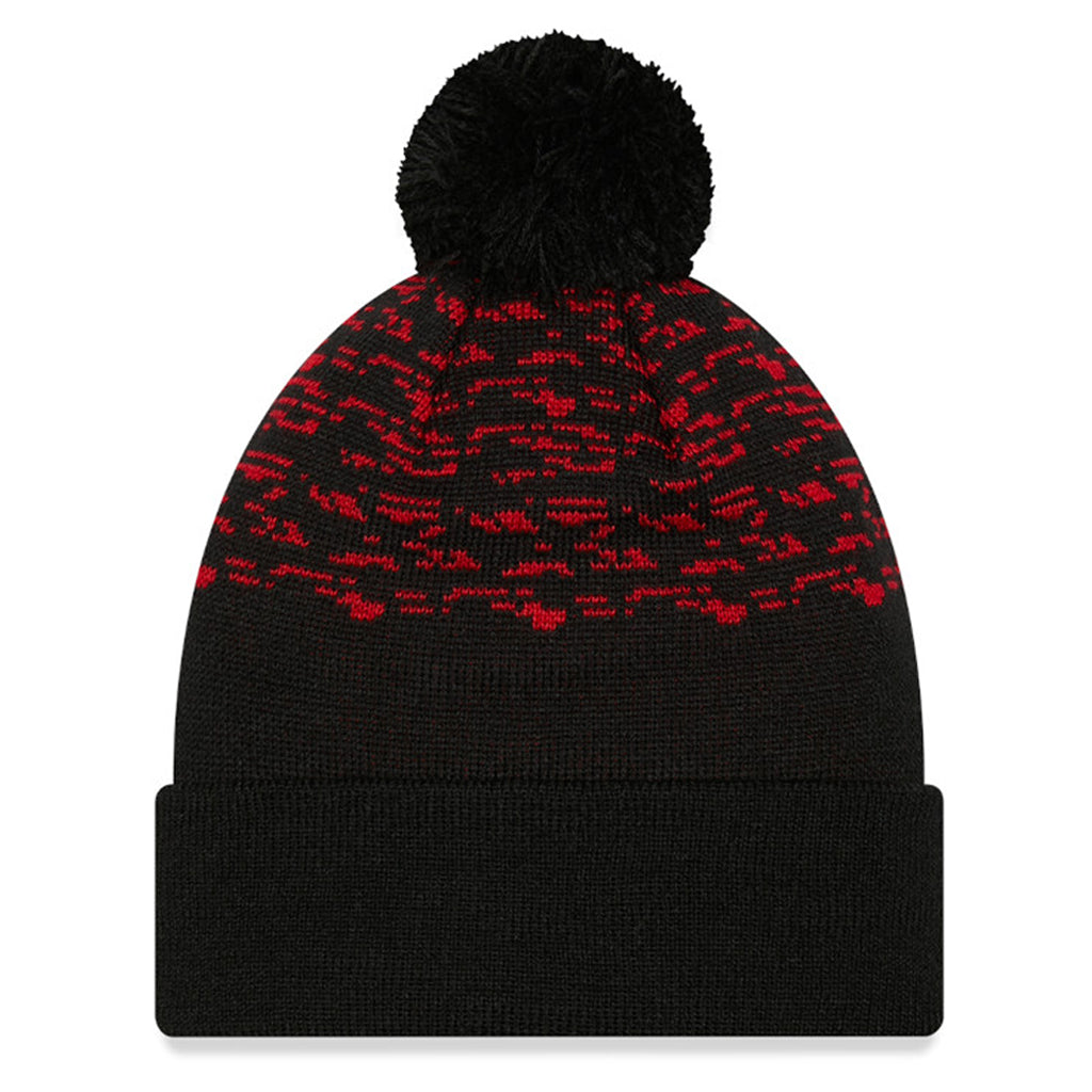 Manchester United FC Beanie - 2022 EPL Black Scarlet Bobble Cuff - New Era