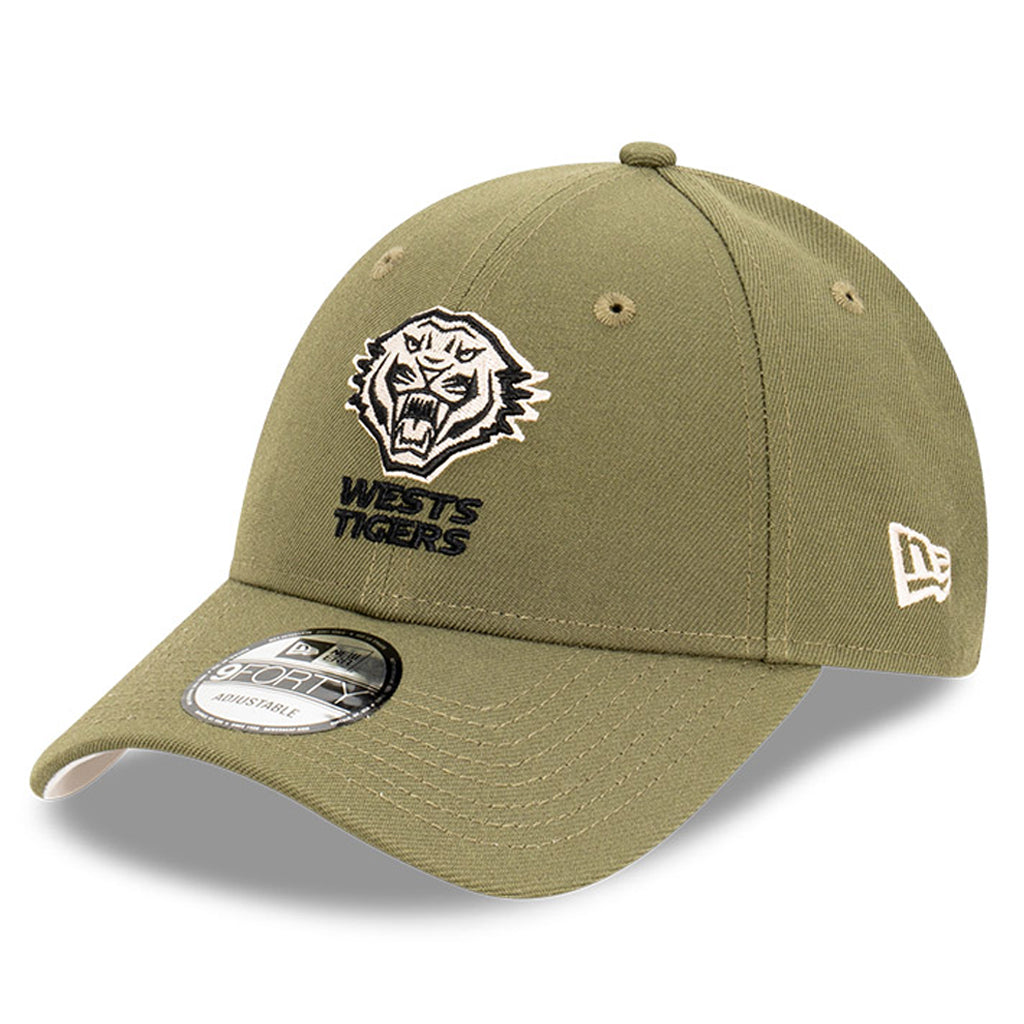 Wests Tigers Hat - 2022 NRL Olive Stone Black 9Forty - New Era