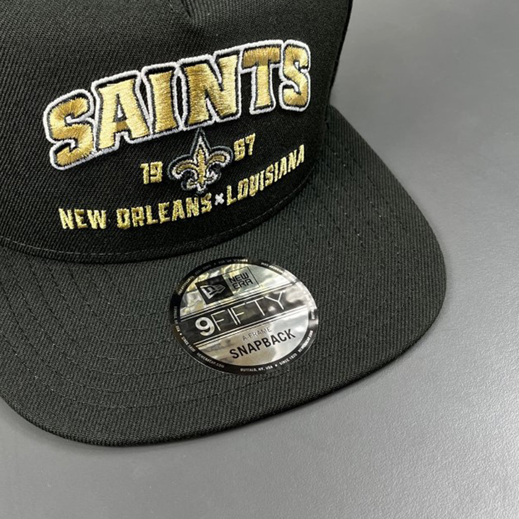 New Orleans Saints Hat Black Arch Script NFL Snapback New Era