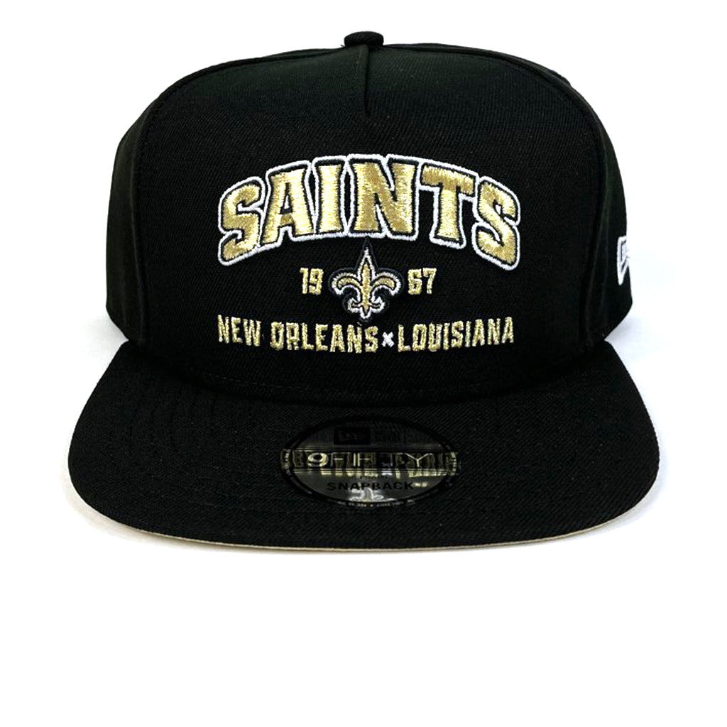 New Orleans Saints Hat - Black Arch Script NFL Snapback - New Era