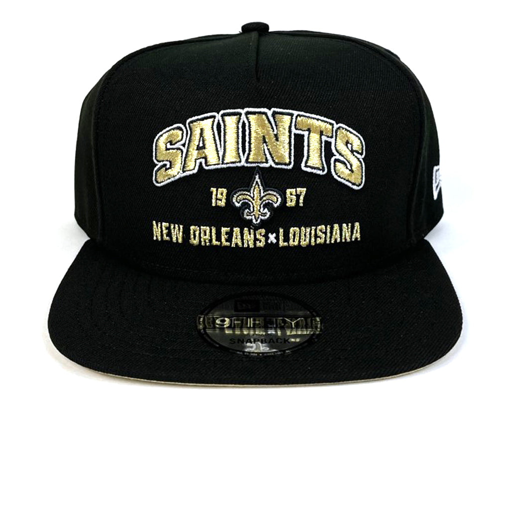 New Orleans Saints Hat Black Arch Script NFL Snapback New Era