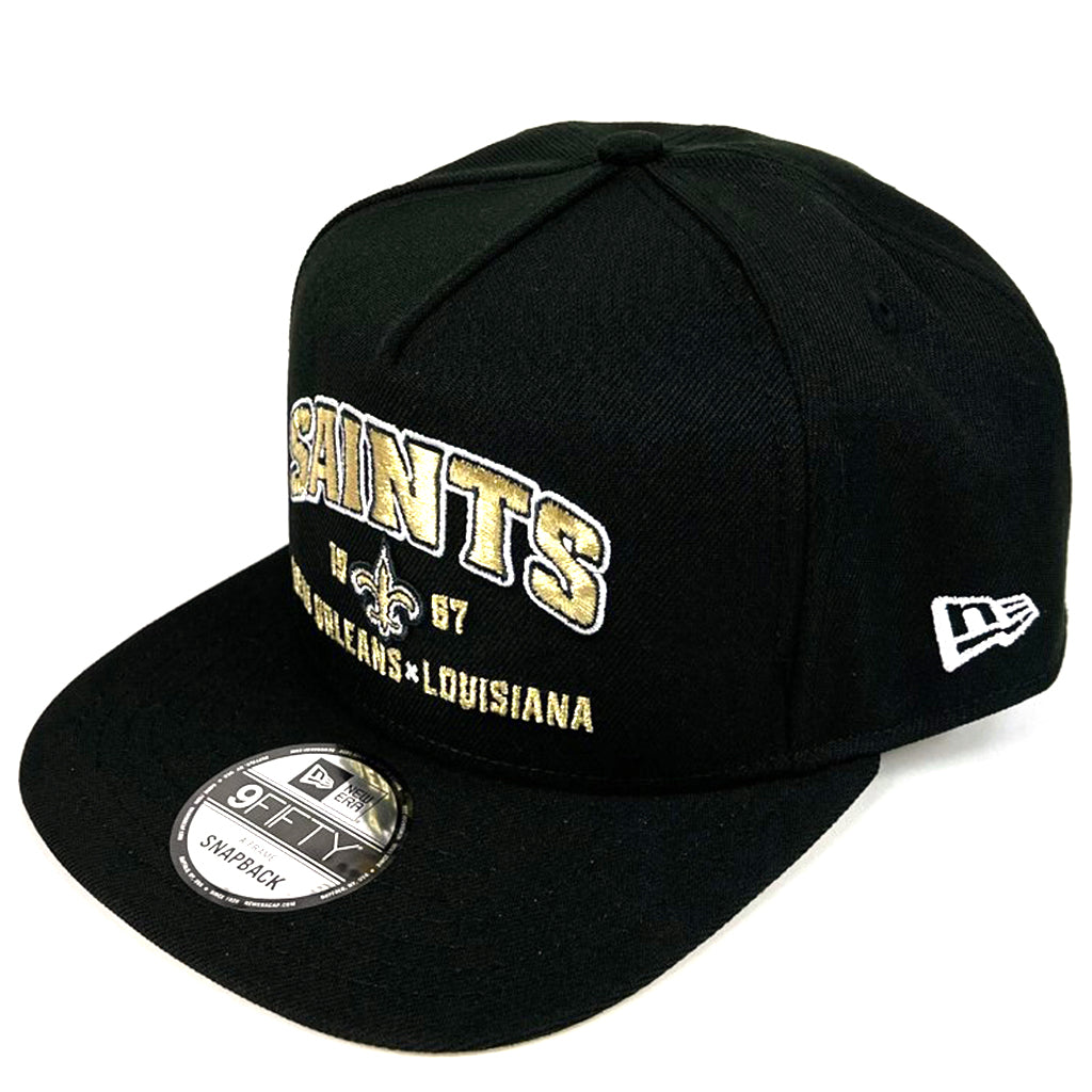 New Orleans Saints Hat Black Arch Script NFL Snapback New Era