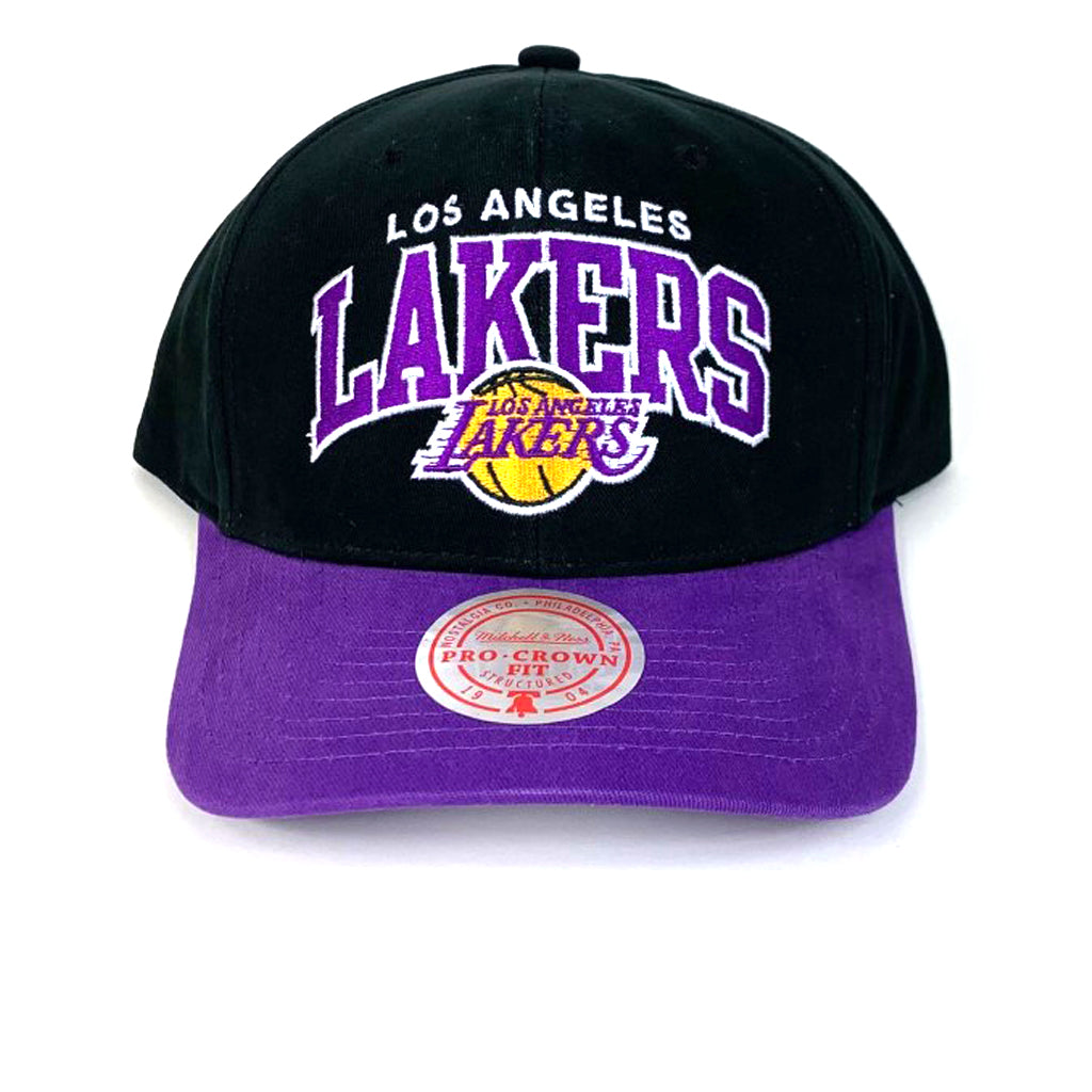 LA Lakers Hat Black NBA Team Arch Pro Crown Snapback Mitchell & Ness
